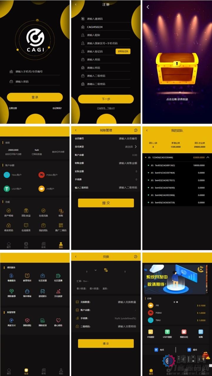 【CAGI虚拟币源码】理财H5网站区块链+投资分红+杠杆转账+完整运营版